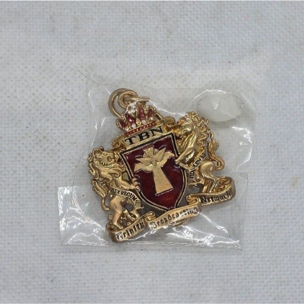 Trinity Broadcasting Network Keychain TBN Lions Shield Metal 1990s